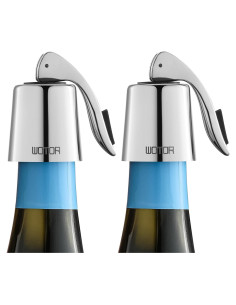 Tapones de Vino WOTOR de Acero Inoxidable y Silicona - 2 Unidades