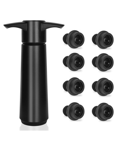 Bomba de Vino Philorn con 8 Tapones Reutilizables Negro