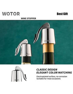 Tapones de Vino WOTOR de Acero Inoxidable y Silicona - 2 Unidades 2