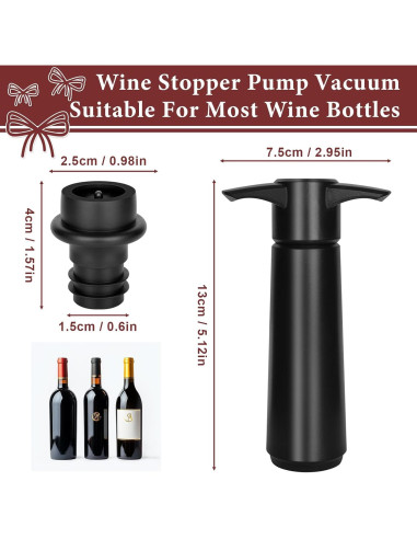 Bomba de Vino Philorn con 8 Tapones Reutilizables Negro