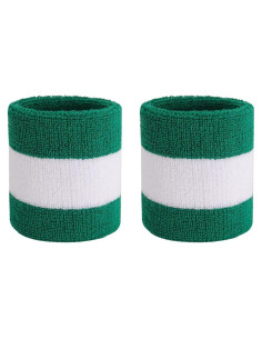 Muñequera de Sudor ONUPGO para Deportes - 1 Par Verde/Blanco