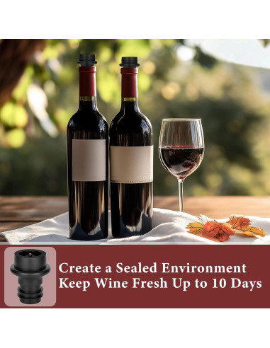 Bomba de Vino Philorn con 8 Tapones Reutilizables Negro