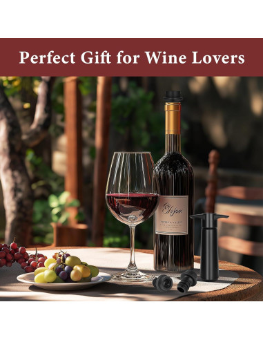 Bomba de Vino Philorn con 8 Tapones Reutilizables Negro