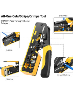Kit de Crimpado Ethernet ZOERAX 8 en 1 con 50 Conectores Cat6 2