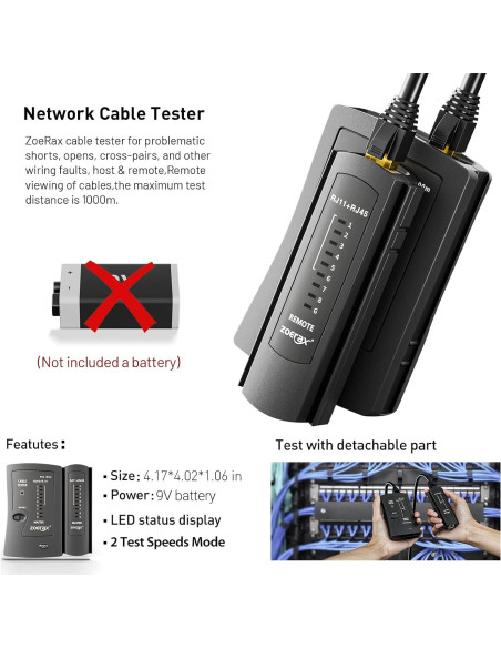 Kit de Crimpado Ethernet ZOERAX 8 en 1 con 50 Conectores Cat6