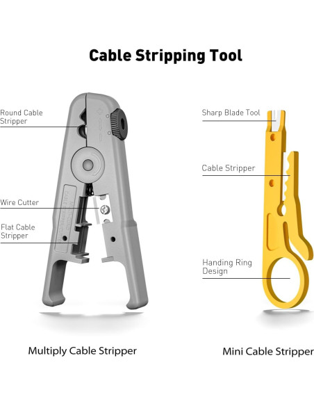Kit de Crimpado Ethernet ZOERAX 8 en 1 con 50 Conectores Cat6