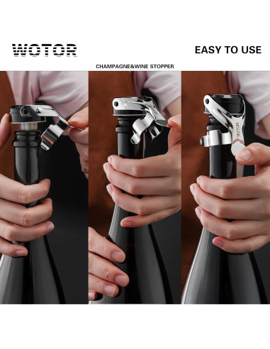 Tapones de Vino y Champagne WOTOR de Acero Inoxidable - 2 Paquete