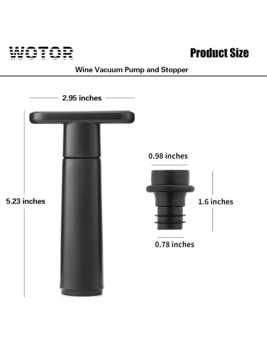 Bomba de Vacío para Vino WOTOR con 20 Tapones Reutilizables