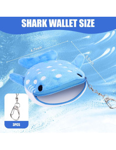 Juego de 3 Monederos Tiburón Ballena Kawaii - Felpa 2