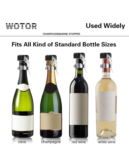 Tapones de Vino y Champagne WOTOR de Acero Inoxidable - 2 Paquete