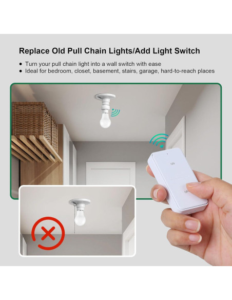 Portalámparas Inalámbrico Treewell E26/E27 con Control Remoto 200FT