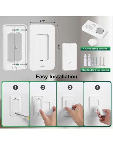 Portalámparas Inalámbrico Treewell E26/E27 con Control Remoto 200FT