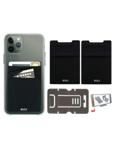 Billetera RFID WUOJI Negra - Doble bolsillo autoadhesivo