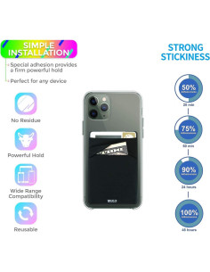 Billetera RFID WUOJI Negra - Doble bolsillo autoadhesivo 2