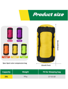 5 Sacos de Compresión Impermeables GliCraft 20L para Mochilas 2