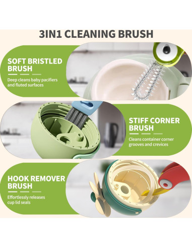 Juego de cepillos de limpieza ELESDA 3 en 1 para botellas y tazas