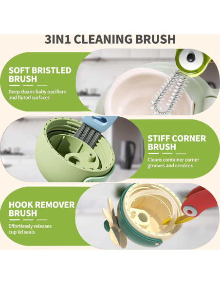 Juego de cepillos de limpieza ELESDA 3 en 1 para botellas y tazas Juego de cepillos de limpieza ELESDA 3 en 1 para botellas y tazas