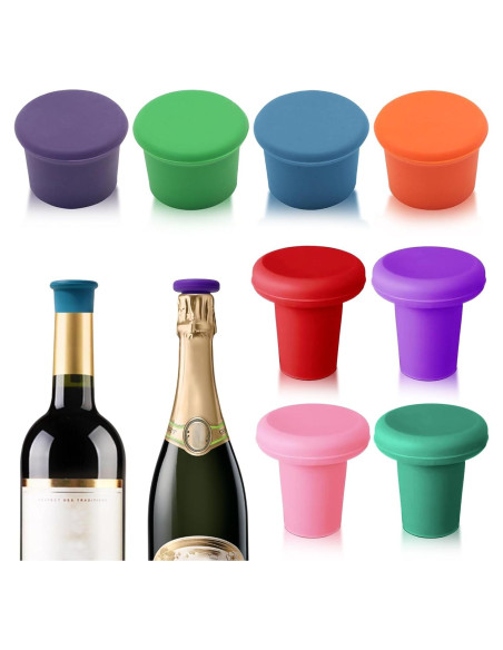 8 Tapones de Silicona Multicolor para Vino lyBlissor