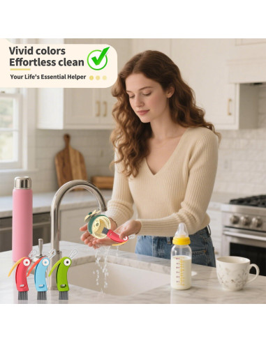 Juego de cepillos de limpieza ELESDA 3 en 1 para botellas y tazas