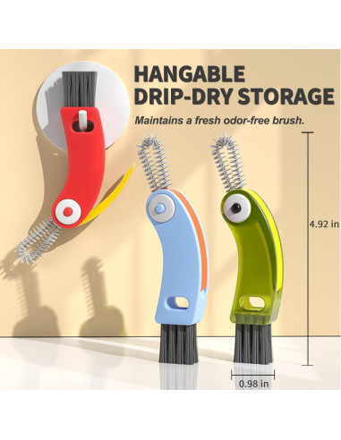 Juego de cepillos de limpieza ELESDA 3 en 1 para botellas y tazas