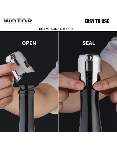 Tapones de Champagne WOTOR Acero Inoxidable 2 Piezas A Prueba de Fugas