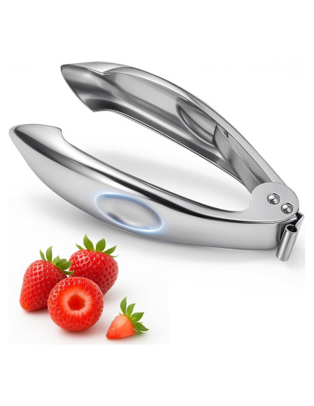 Herramienta 6-en-1 para Despalillar Fresas y Corar Frutas - Acero Inoxidable