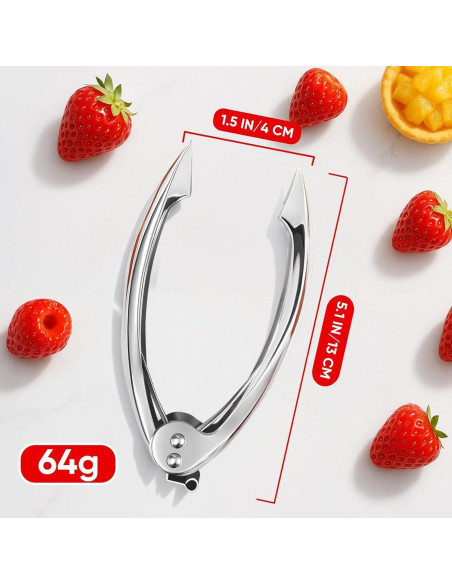 Herramienta 6-en-1 para Despalillar Fresas y Corar Frutas - Acero Inoxidable