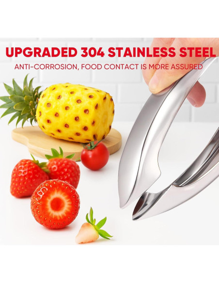 Herramienta 6-en-1 para Despalillar Fresas y Corar Frutas - Acero Inoxidable