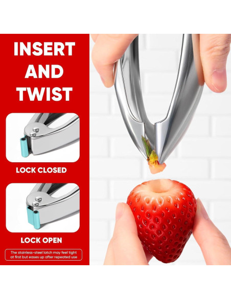 Herramienta 6-en-1 para Despalillar Fresas y Corar Frutas - Acero Inoxidable