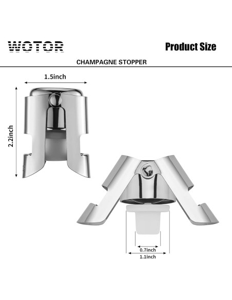 Tapones de Champagne WOTOR Acero Inoxidable 2 Piezas A Prueba de Fugas