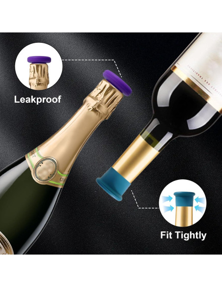 8 Tapones de Silicona Multicolor para Vino lyBlissor