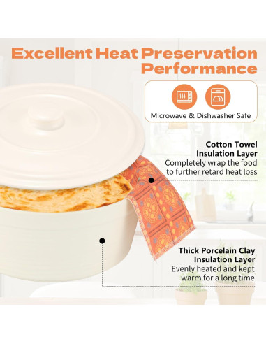 Calentador de Tortillas de Porcelana Hlimior 21.6 cm Blanco