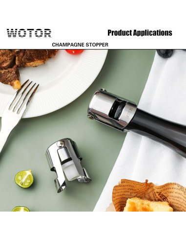 Tapones de Champagne WOTOR Acero Inoxidable 2 Piezas A Prueba de Fugas