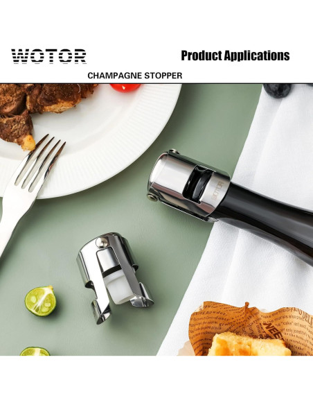 Tapones de Champagne WOTOR Acero Inoxidable 2 Piezas A Prueba de Fugas