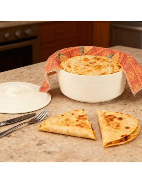 Calentador de Tortillas de Porcelana Hlimior 21.6 cm Blanco