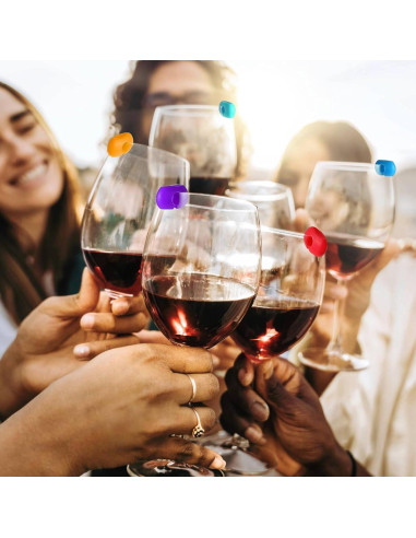 24 Marcadores de Silicona para Copas de Vino Multicolores