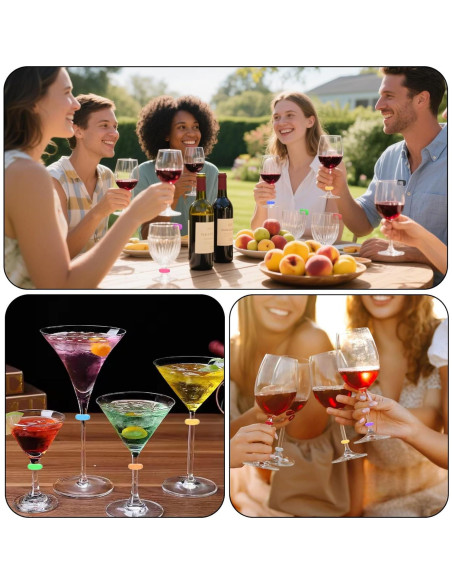 24 Marcadores de Silicona para Copas de Vino Multicolores