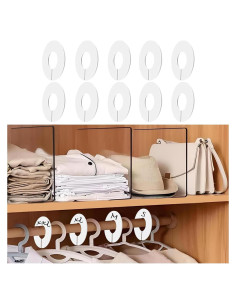 Divisores de Closet Mioule 10 Paquetes Plástico Blanco 9.65cm