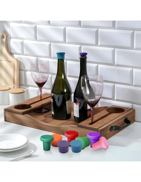 8 Tapones de Silicona Multicolor para Vino lyBlissor