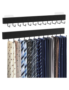 Soporte de Corbatas de Pared HOMEBROS Negro 2 Piezas 37.1x4.6cm