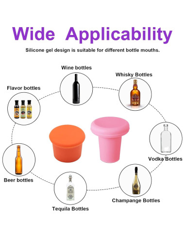 8 Tapones de Silicona Multicolor para Vino lyBlissor