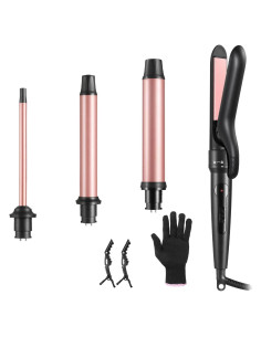 Plancha de Rizar 4 en 1 JuHaLeiw con Barriles Cerámicos Intercambiables