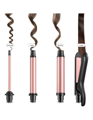 Plancha de Rizar 4 en 1 JuHaLeiw con Barriles Cerámicos Intercambiables