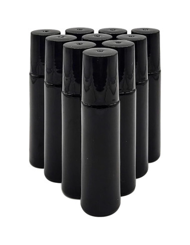 24 Botellas de Rodillo de Aceite Esencial 10ml BEGIKET Negras