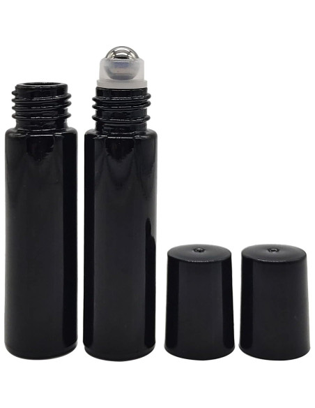 24 Botellas de Rodillo de Aceite Esencial 10ml BEGIKET Negras
