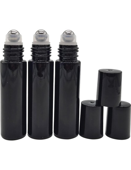 24 Botellas de Rodillo de Aceite Esencial 10ml BEGIKET Negras