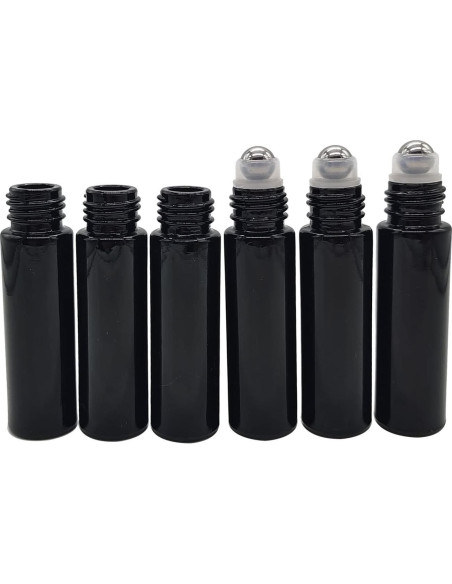 24 Botellas de Rodillo de Aceite Esencial 10ml BEGIKET Negras
