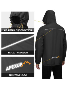 Chaqueta Impermeable Plegable APEXUP Hombre 3XL Negra 2