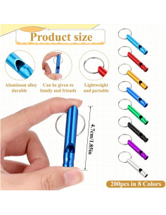 200 Silbatos de Emergencia Multicolor Aphumedc de Aluminio 2