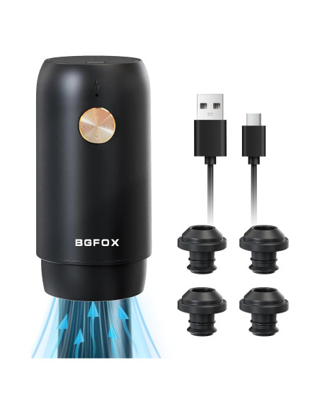 Bomba eléctrica para vino BGFOX KVS-32 con 4 tapones reutilizables